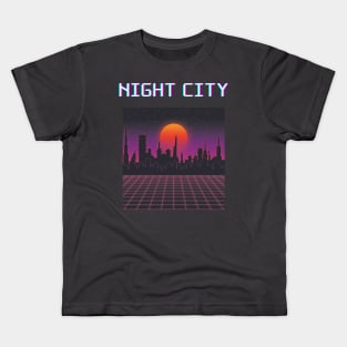 Night City Cyberpunk Retrowave Kids T-Shirt